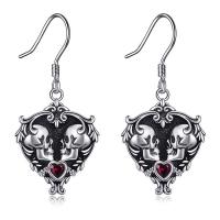 Zinc Alloy Drop Earring, with Cubic Zirconia, antique silver color plated, vintage & fashion jewelry & for woman, red 