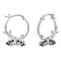 Zinc Alloy Rhinestone Hoop Earring, Bat, silver color plated, fashion jewelry & for woman & with rhinestone, 16.5mm 