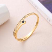 Titanium Steel Bracelet & Bangle, Vacuum Ion Plating, fashion jewelry & for woman & with rhinestone 4mm, Inner Approx 60mm [