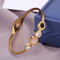 Stainless Steel Bangle, 304 Stainless Steel, Vacuum Ion Plating, fashion jewelry & for woman & with rhinestone 