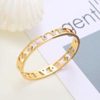 Stainless Steel Bangle, 304 Stainless Steel, Vacuum Ion Plating, fashion jewelry & for woman & with rhinestone 8mm 