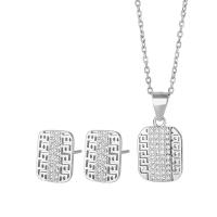 Cubic Zirconia Micro Pave Sterling Sliver Jewelry Sets, 925 Sterling Silver, with 1.18inch extender chain, fashion jewelry & micro pave cubic zirconia & for woman  Approx 16.53 Inch [