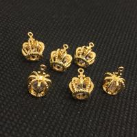 Cubic Zirconia Brass Pendants, Crown, plated, DIY & micro pave cubic zirconia 
