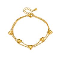 Titanium Steel Bracelet & Bangle, with 1.57inch extender chain, Heart, plated, fashion jewelry & for woman, golden Approx 5.9 Inch 