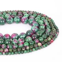 Perles en rouge vert, Rubis en Zoïsite, Rond, DIY & normes différentes pour le choix Environ 1mm Environ 38 cm, Vendu par brin