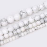 Einzelne Edelstein Perlen, Magnesit, rund, DIY & verschiedene Größen vorhanden, weiß, Länge:ca. 38-40 cm, verkauft von Strang