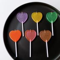 Imitation alimentaires pendants de résine, coeur, goutté d'époxy, Mignon & DIY, plus de couleurs à choisir, 35mm, Environ Vendu par sac