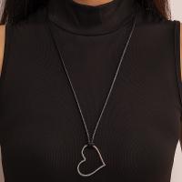 Waxed Nylon Cord Necklace, Zinc Alloy, with Wax Cord, Heart, plated, fashion jewelry, silver color 