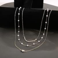Mode-Multi-Layer-Halskette, Zinklegierung, mit Kristall & Kunststoff Perlen, Herz, plattiert, drei Schichten & Modeschmuck & für Frau, verkauft von PC