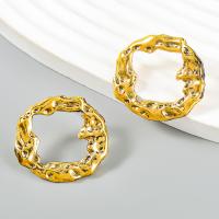 Zinc Alloy Stud Earring, Round, plated, fashion jewelry & for woman, gold 