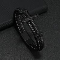 PU Leather Cord Bracelets, with Zinc Alloy, fashion jewelry & for man [