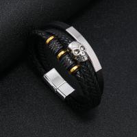 PU Leather Cord Bracelets, with Zinc Alloy, fashion jewelry & for man 12mm 