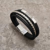 PU Leather Cord Bracelets, with Zinc Alloy, fashion jewelry 12mm 
