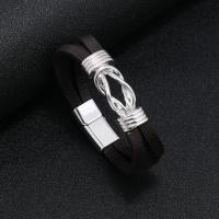 PU Leather Cord Bracelets, with Zinc Alloy, fashion jewelry & for man 12cm [