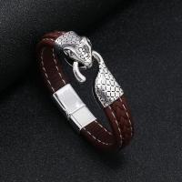 PU Leather Cord Bracelets, with Zinc Alloy, fashion jewelry 12cm [