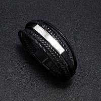 PU Leather Cord Bracelets, with 316 Stainless Steel, fashion jewelry & for man 12mm 