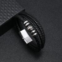 PU Leather Cord Bracelets, with 316 Stainless Steel, fashion jewelry & for man 12mm [