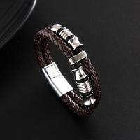 PU Leather Cord Bracelets, with 316 Stainless Steel, fashion jewelry & Unisex 12mm [