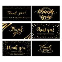 Adhesive Sticker Thanks Card, with Copper Printing Paper, Rectangle, printing, with letter pattern & gold accent 