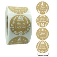 Christmas supplies , Adhesive Sticker, Round, printing, Christmas Design & with letter pattern, 38mm [