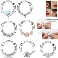 Stainless Steel Nose Piercing Jewelry, 316L Stainless Steel, with Cats Eye, Unisex & with rhinestone, 10mm 
