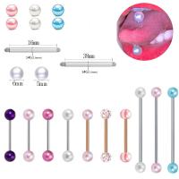 Stainless Steel Tongue Ring, 316L Stainless Steel, with Plastic Pearl & Acrylic, Unisex [