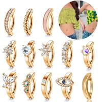 Belly Ring Jewelry, metal, chapado en color rosa dorada, unisexo & diferentes estilos para la opción & micro arcilla de zirconia cúbica & con diamantes de imitación, 3x10mm, Vendido por UD