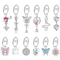 Stainless Steel Belly Ring, 316L Stainless Steel, with Plastic Pearl, Unisex & micro pave cubic zirconia, 10mm [
