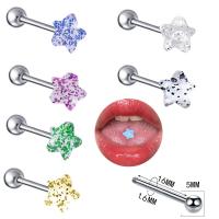 Stainless Steel Tongue Ring, 316L Stainless Steel, with Acrylic, Star, fashion jewelry & Unisex 5mm [
