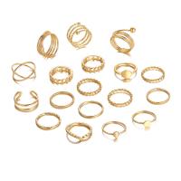 Zinc Alloy Ring Set, plated, 18 pieces & Unisex & hollow US Ring .5-8 