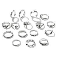 Zinc Alloy Ring Set, plated, 16 pieces & Unisex & blacken, US Ring 