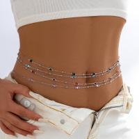 Decorative Chain Belt, Crystal, with brass chain & iron chain, fashion jewelry & for woman Approx 68 cm 