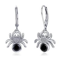 Zinc Alloy Rhinestone Drop Earring, with Resin Rhinestone, Spider, silver color plated, vintage & fashion jewelry & for woman & with rhinestone, black 