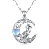 Zinc Alloy Necklace, with Sea Opal, with 5cm extender chain, Moon, silver color plated, fashion jewelry & for woman & hollow, light blue Approx 45 cm 