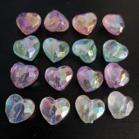 Plating Acrylic Beads, Heart, UV plating, DIY & luminated & faceted Approx [