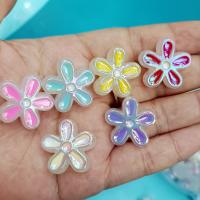 Émail acrylique perles, fleur, Placage UV, DIY & lumineux & émail, plus de couleurs à choisir, 22mm, Environ Vendu par sac