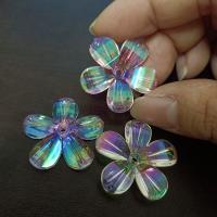 Perles acryliques plaquée, Acrylique, fleur, Placage UV, DIY, plus de couleurs à choisir, 30mm, Environ Vendu par sac