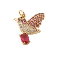 Cubic Zirconia Micro Pave Brass Pendant, Bird, fashion jewelry & micro pave cubic zirconia & for woman, golden Approx 2mm [