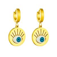 Evil Eye Earrings, Titanium Steel, plated, fashion jewelry & for woman, golden 