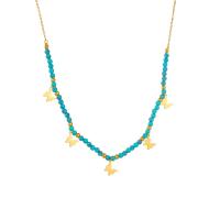 Turquoise Jewelry Necklace, Titanium Steel, with turquoise, with 1.97inch extender chain, plated, fashion jewelry & for woman Approx 15.75 Inch 