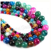 Achat Perlen, rund, DIY & verschiedene Größen vorhanden, farbenfroh, Bohrung:ca. 1mm, Länge:ca. 38 cm, verkauft von Strang