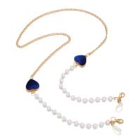 Zinklegierung Brillenkette, mit Kunststoff Perlen, Herz, goldfarben plattiert, für Frau, keine, Länge:ca. 70 cm, verkauft von PC
