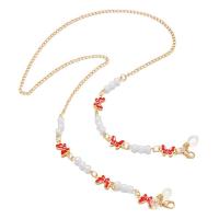 Zinklegierung Brillenkette, mit Kunststoff Perlen, Schmetterling, goldfarben plattiert, für Frau & Emaille, keine, Länge:ca. 70 cm, verkauft von PC[