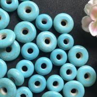 Synthetic Turquoise Beads, Flat Round, DIY blue [