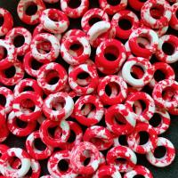 Synthetische Türkis Perlen, flache Runde, DIY, rot, 12mm, Bohrung:ca. 6mm, 100PCs/Tasche, verkauft von Tasche[
