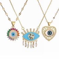 Evil Eye Jewelry Necklace, Brass, with 5cm extender chain, plated, fashion jewelry & micro pave cubic zirconia & enamel cm 