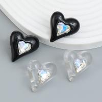 Resin Zinc Alloy Earring, with Resin & Acrylic, Heart, fashion jewelry & for woman [