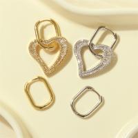 Cubic Zirconia Micro Pave Brass Earring, Heart, fashion jewelry & micro pave cubic zirconia & for woman 
