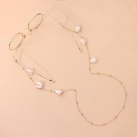alliage de zinc Chaîne de lunettes, avec coquille, bijoux de mode & pour femme, Or Environ 70 cm, Vendu par PC