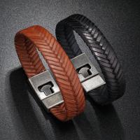 PU Leather Cord Bracelets, with Zinc Alloy, plated, fashion jewelry & for man Approx 20.5 cm 